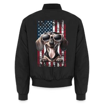 Dachshund US Dackel - Unisex Bomberjacke - Schwarz - Hinten - AI Model Male 185 light (185cm)