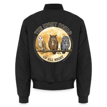 Drei Eulen unter dem Vollmond - Unisex Bomberjacke - Schwarz - Hinten - AI Model Male 185 light (185cm)