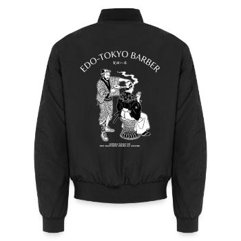 Edo Tokyo Barber Modern Style Samurai Hair Salon - Unisex Bomberjacke - Schwarz - Hinten - AI Model Male 185 light (185cm)