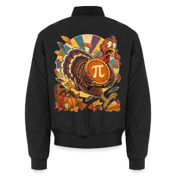 Thanksgiving-Truthahn mit Kürbis-Pi für Mathefans - Unisex Bomberjacke - Schwarz - Hinten - AI Model Male 185 light (185cm)