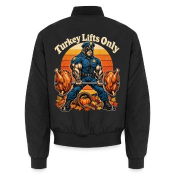Thanksgiving Gorilla Turkey Lifts Only - Unisex Bomberjacke - Schwarz - Hinten - AI Model Male 185 light (185cm)