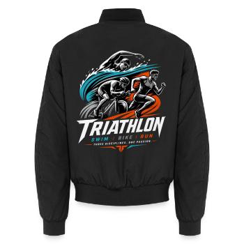 Triathlon - Unisex Bomberjacke - Schwarz - Hinten - AI Model Male 185 light (185cm)