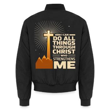 Ich kann alles durch Christus tun - Unisex Bomberjacke - Schwarz - Hinten - AI Model Male 185 light (185cm)