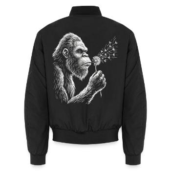 Bigfoot bläst Löwenzahn Vintage - Unisex Bomberjacke - Schwarz - Hinten - AI Model Male 185 light (185cm)
