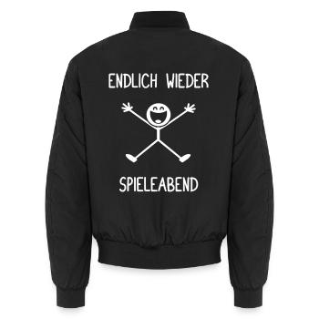 Endlich wieder Spieleabend Gesellschaftsspiel - Unisex Bomberjacke - Schwarz - Hinten - AI Model Male 185 light (185cm)
