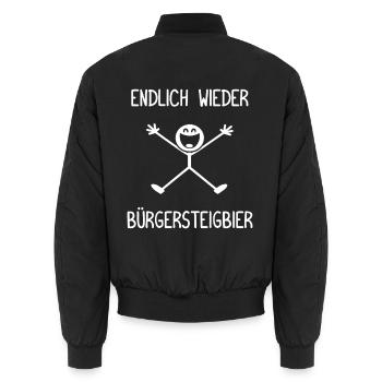 Endlich wieder Bürgersteigbier Ortskontrollfahrt - Unisex Bomberjacke - Schwarz - Hinten - AI Model Male 185 light (185cm)