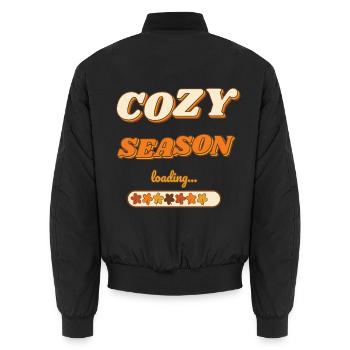 Gemütliche Jahreszeit lädt Retro Herbst - Unisex Bomberjacke - Schwarz - Hinten - AI Model Male 185 light (185cm)