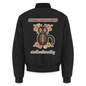 Noch blühende blühende Skelettkatze - Unisex Bomberjacke - Schwarz - Hinten - AI Model Male 185 light (185cm)