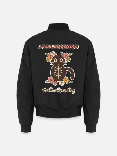 Noch blühende blühende Skelettkatze - Unisex Bomberjacke - Schwarz