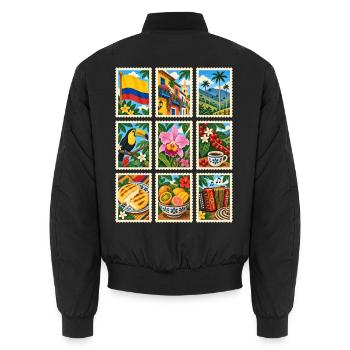 Kolumbien Briefmarken - Unisex Bomberjacke - Schwarz - Hinten - AI Model Male 185 light (185cm)