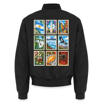 Argentinien Briefmarken - Unisex Bomberjacke - Schwarz - Hinten - AI Model Male 185 light (185cm)