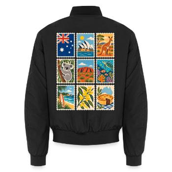 Australien Briefmarken - Unisex Bomberjacke - Schwarz - Hinten - AI Model Male 185 light (185cm)