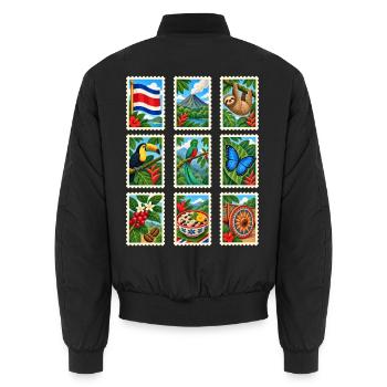 Costa Rica Briefmarken - Unisex Bomberjacke - Schwarz - Hinten - AI Model Male 185 light (185cm)