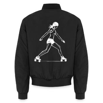 Rollschuh Mädchen Zeichnung - Unisex Bomberjacke - Schwarz - Hinten - AI Model Male 185 light (185cm)