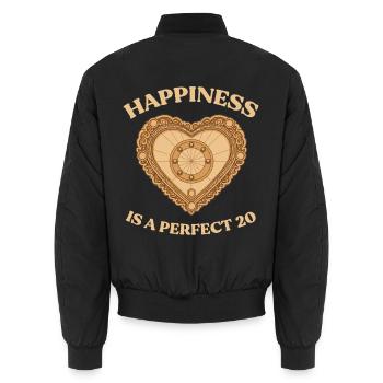 Glück ist eine perfekte 20 – Crokinole Herz - Unisex Bomberjacke - Schwarz - Hinten - AI Model Male 185 light (185cm)