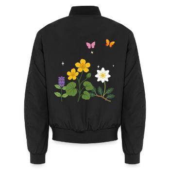Blumen botanisch Naturmotiv Zeichnung - Unisex Bomberjacke - Schwarz - Hinten - AI Model Male 185 light (185cm)