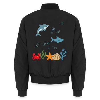 Delfin Unterwasser Kinder Hai - Unisex Bomberjacke - Schwarz - Hinten - AI Model Male 185 light (185cm)