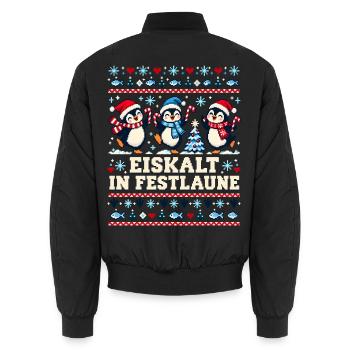 Pinguine - Eiskalt in Festlaune - Unisex Bomberjacke - Schwarz - Hinten - AI Model Male 185 light (185cm)