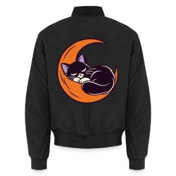 Mondschlaf Katze auf der Sichel - Unisex Bomberjacke - Schwarz - Hinten - AI Model Male 185 light (185cm)