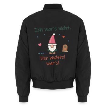 Ich war’s nicht. Der Wichtel war’s! Mädchen - Unisex Bomberjacke - Schwarz - Hinten - AI Model Male 185 light (185cm)