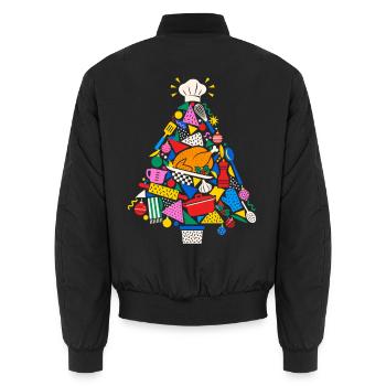 Kochkunst Weihnachtsbaum Collage - Unisex Bomberjacke - Schwarz - Hinten - AI Model Male 185 light (185cm)