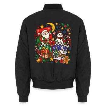 Festliche Weihnachtsszene mit Geschenken - Unisex Bomberjacke - Schwarz - Hinten - AI Model Male 185 light (185cm)