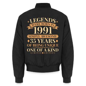 Jahrgang 1991 Simply Awesome 35th Birthday - Unisex Bomberjacke - Schwarz - Hinten - AI Model Male 185 light (185cm)