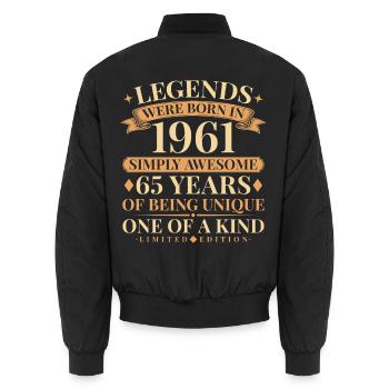 Jahrgang 1961 Simply Awesome 65th Birthday - Unisex Bomberjacke - Schwarz - Hinten - AI Model Male 185 light (185cm)