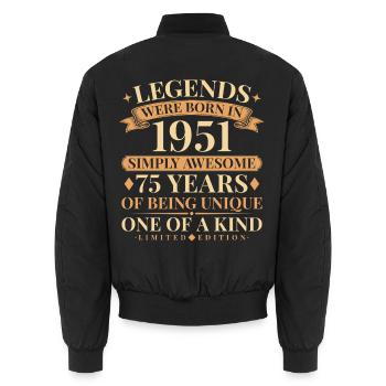 Jahrgang 1951 Simply Awesome 75th Birthday - Unisex Bomberjacke - Schwarz - Hinten - AI Model Male 185 light (185cm)