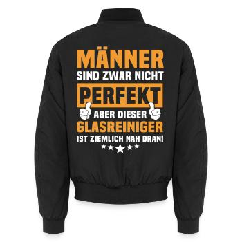 Lustige Glasreiniger Sprüche - Unisex Bomberjacke - Schwarz - Hinten - AI Model Male 185 light (185cm)