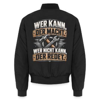 Wer Kann, Der Macht – Werkzeug Kraft - Unisex Bomberjacke - Schwarz - Hinten - AI Model Male 185 light (185cm)
