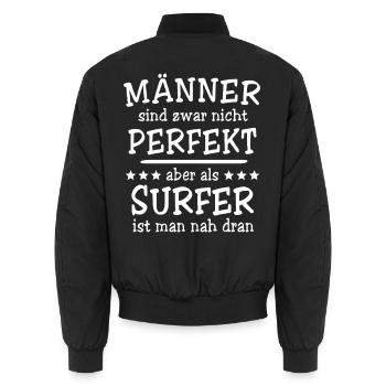 Surfer Männer - Unisex Bomberjacke - Schwarz - Hinten - AI Model Male 185 light (185cm)