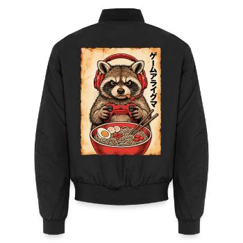 Gamer, Gaming, Japanische, Zocker, Capybara, Ramen - Unisex Bomberjacke - Schwarz - Hinten - AI Model Male 185 light (185cm)
