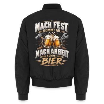 Nach Fest, Nach Arbeit, Bier - Unisex Bomberjacke - Schwarz - Hinten - AI Model Male 185 light (185cm)