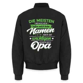 Opa Enkel Sprüche die wichtigsten nennen mich Opa - Unisex Bomberjacke - Schwarz - Hinten - AI Model Male 185 light (185cm)
