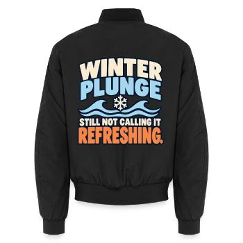 Winter Sprung Kaltwasser-challenge Schwimmfinisher - Unisex Bomberjacke - Schwarz - Hinten - AI Model Male 185 light (185cm)