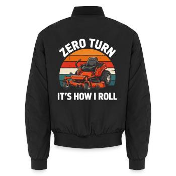 Zero Turn Mäher Für Landschaftsgärtner - Unisex Bomberjacke - Schwarz - Hinten - AI Model Male 185 light (185cm)
