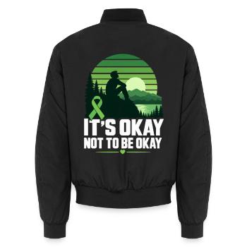 IT'S OKAY NOT TO BE OKAY – Mentale Gesundheit Bewu - Unisex Bomberjacke - Schwarz - Hinten - AI Model Male 185 light (185cm)
