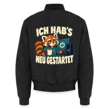 Ich hab’s neu gestartet – IT-Support Admin Spruch - Unisex Bomberjacke - Schwarz - Hinten - AI Model Male 185 light (185cm)