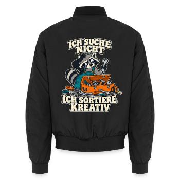 Waschbär – Ich suche nicht, ich sortiere kreativ - Unisex Bomberjacke - Schwarz - Hinten - AI Model Male 185 light (185cm)