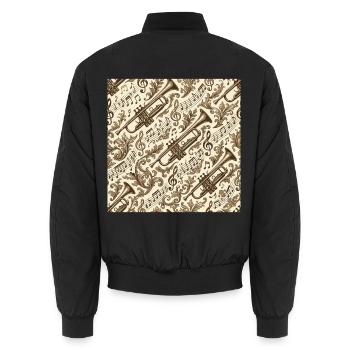 Trompete Noten und Musikornamente - Unisex Bomberjacke - Schwarz - Hinten - AI Model Male 185 light (185cm)