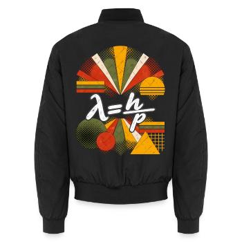 De Broglie-Wellenlänge – Physikalische Gleichung - Unisex Bomberjacke - Schwarz - Hinten - AI Model Male 185 light (185cm)
