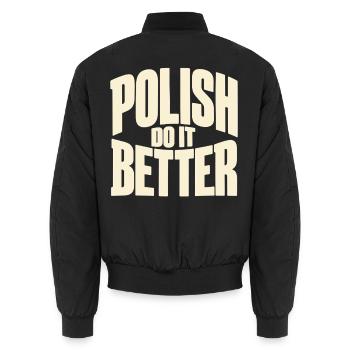 Polnischer Stolz im Retro Design - Unisex Bomberjacke - Schwarz - Hinten - AI Model Male 185 light (185cm)