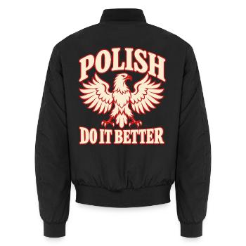 Polnischer Adler und Nationalstolz - Unisex Bomberjacke - Schwarz - Hinten - AI Model Male 185 light (185cm)