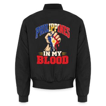 Philippinische Wurzeln Amerikanische Heimat - Unisex Bomberjacke - Schwarz - Hinten - AI Model Male 185 light (185cm)