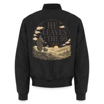 Er verlässt die 99 Christian Design - Unisex Bomberjacke - Schwarz - Hinten - AI Model Male 185 light (185cm)