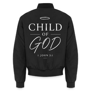 1. Johannes 3,1 Christliches Glaubensdesign - Unisex Bomberjacke - Schwarz - Hinten - AI Model Male 185 light (185cm)