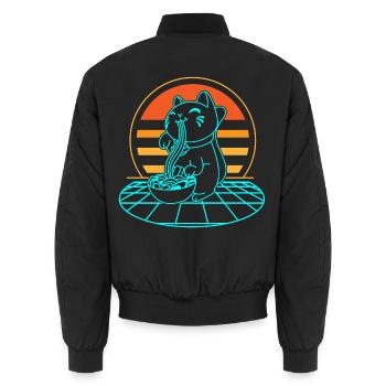 Katze Ramen Retro - Unisex Bomberjacke - Schwarz - Hinten - AI Model Male 185 light (185cm)
