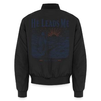 Psalm 23 Hirten-christliches Design - Unisex Bomberjacke - Schwarz - Hinten - AI Model Male 185 light (185cm)