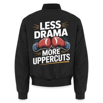 Less Drama More Uppercuts Gloves Boxing Gloves - Unisex Bomberjacke - Schwarz - Hinten - AI Model Male 185 light (185cm)